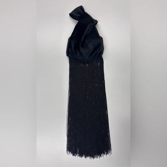 Elegant Velvet Wristlet Knot Black Mini fringe Bag - Picture 15 of 16